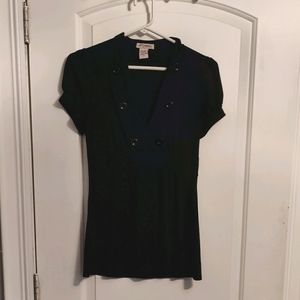 6 degrees Black Short Sleeves Babydoll Top S